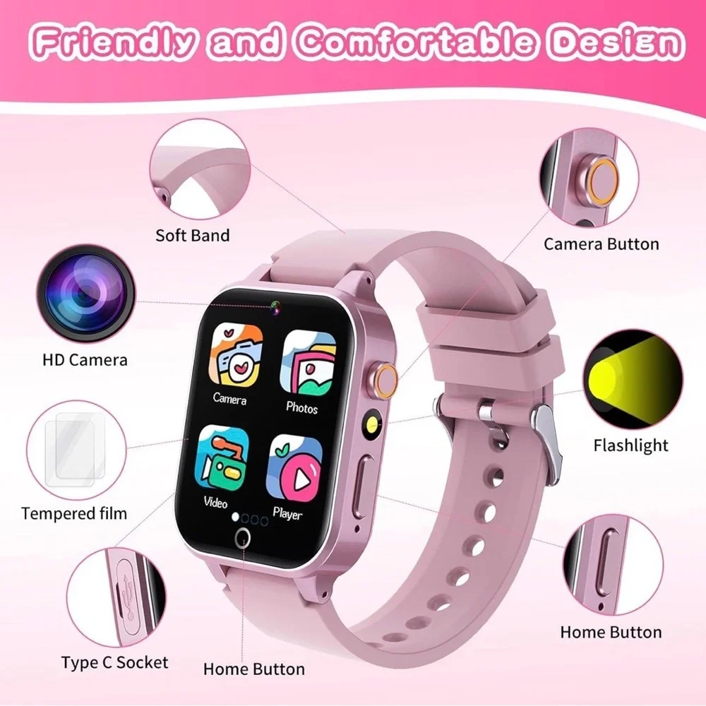 NIB Cosjoype Kids Smartwatch Music,Camera,Games,Touchscreen,Video, Tracker,Pink